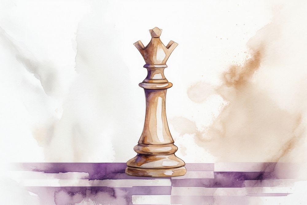 Chess piece watercolor minimal background chess purple game.
