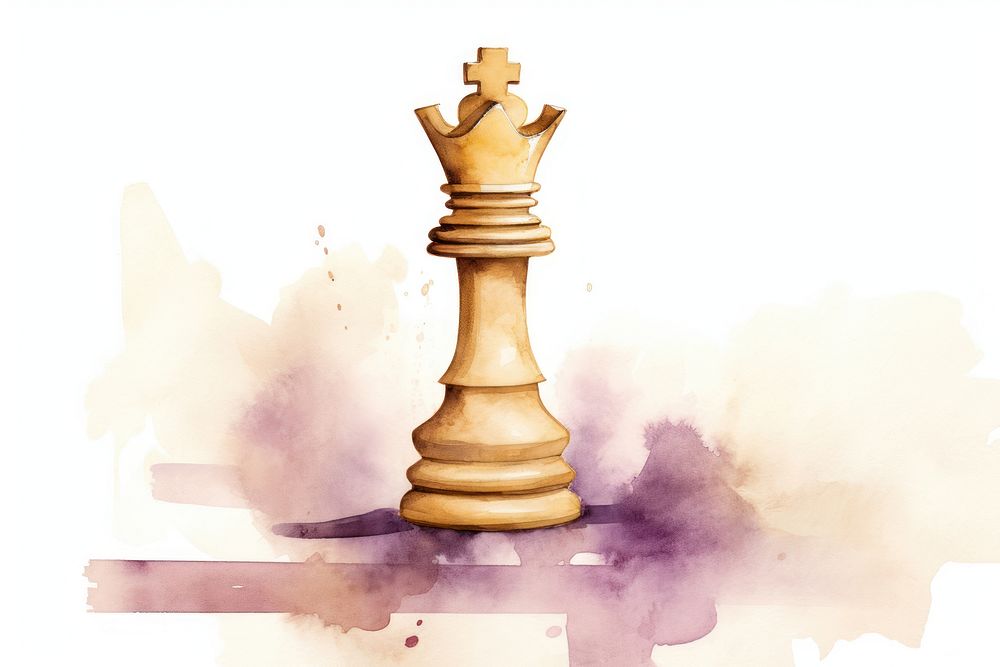 Chess piece watercolor minimal background chess purple game.