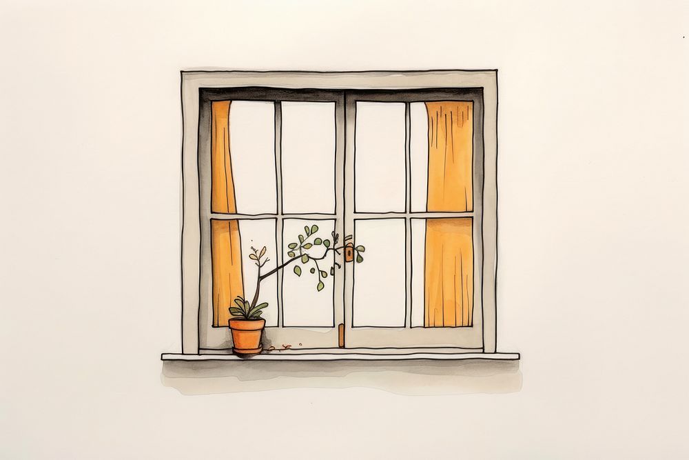 Window windowsill sketch plant.