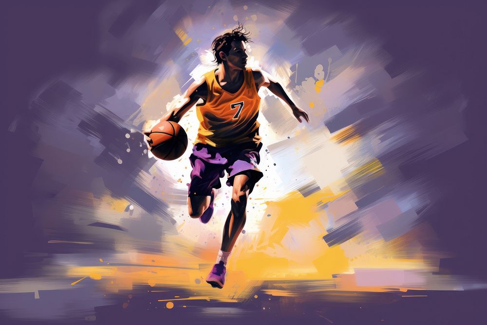 Basketball player running sports determination.