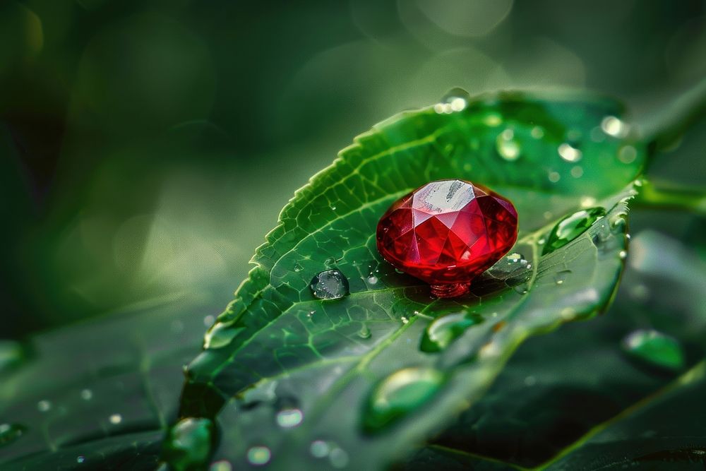 Ruby gems leaf gemstone jewelry.