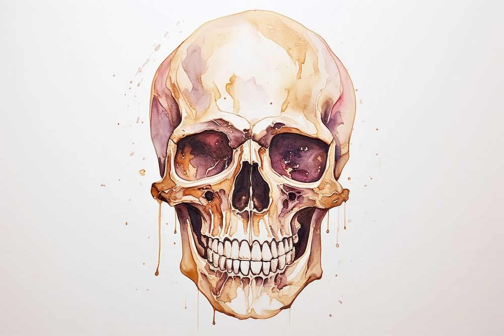 About skull watercolor background drawing sketch art.