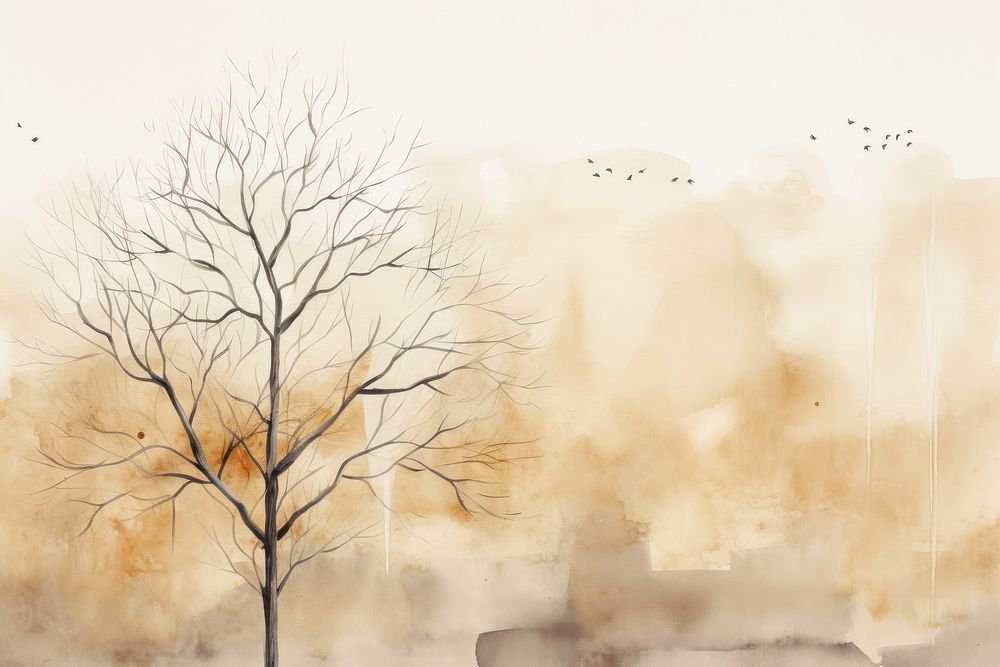 Bare tree watercolor minimal background backgrounds painting plant.