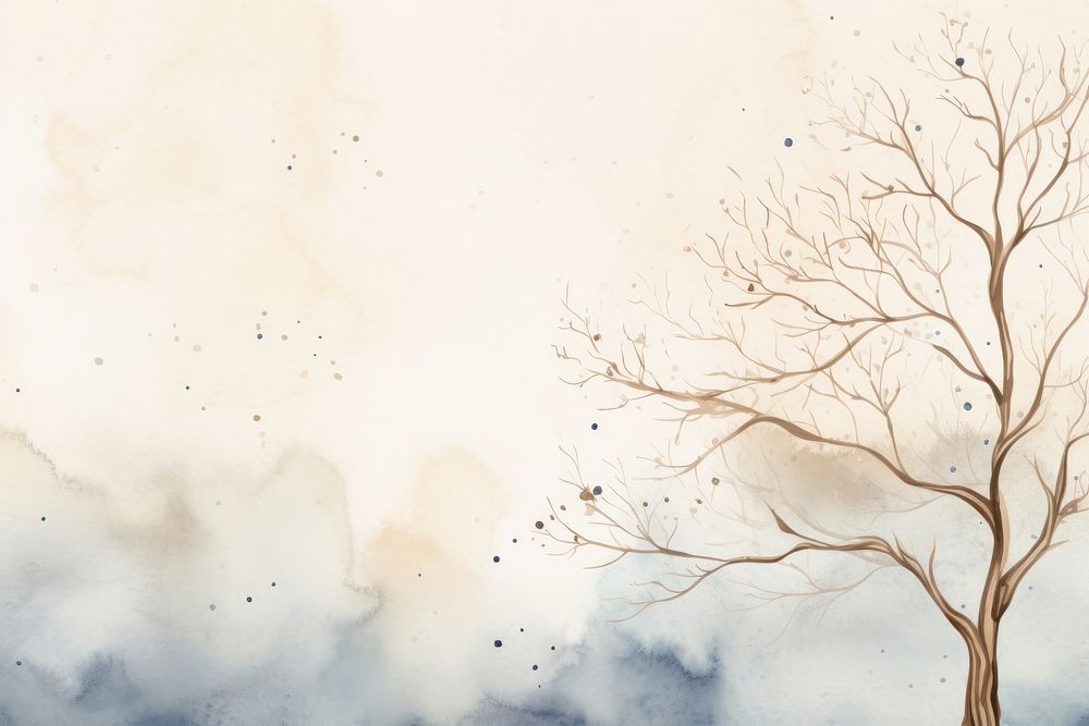 Bare tree watercolor minimal background backgrounds painting drawing.