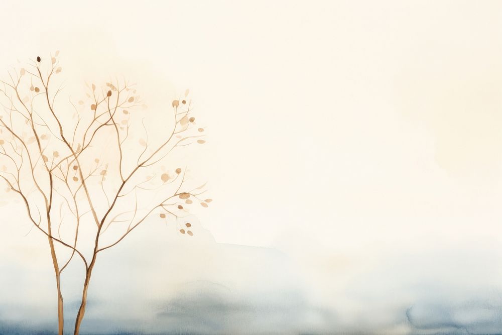 Bare tree watercolor minimal background outdoors nature plant.