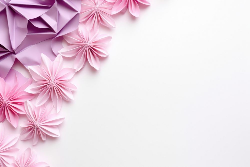 Bouquet floral border origami paper backgrounds.