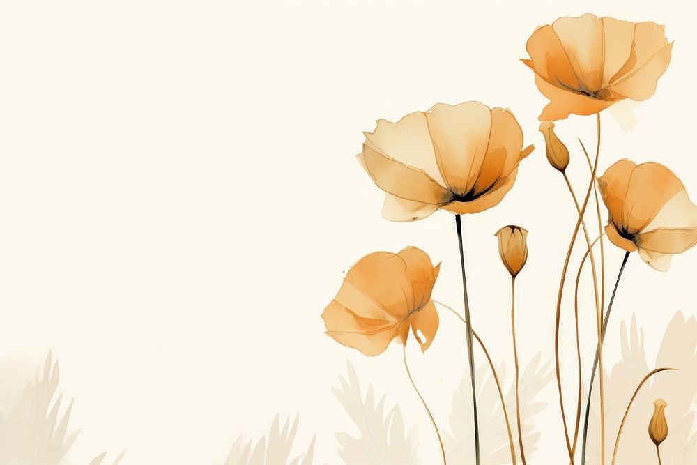 California Poppy watercolor minimal background backgrounds painting pattern.