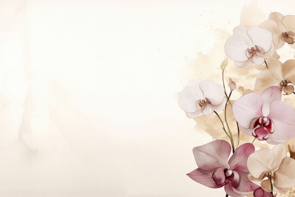 Moth Orchid watercolor minimal background orchid flower plant.