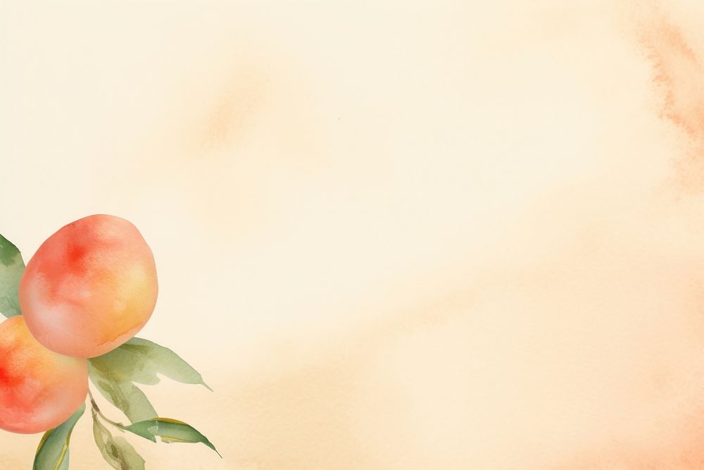 Peach fruit watercolor minimal background backgrounds plant copy space.