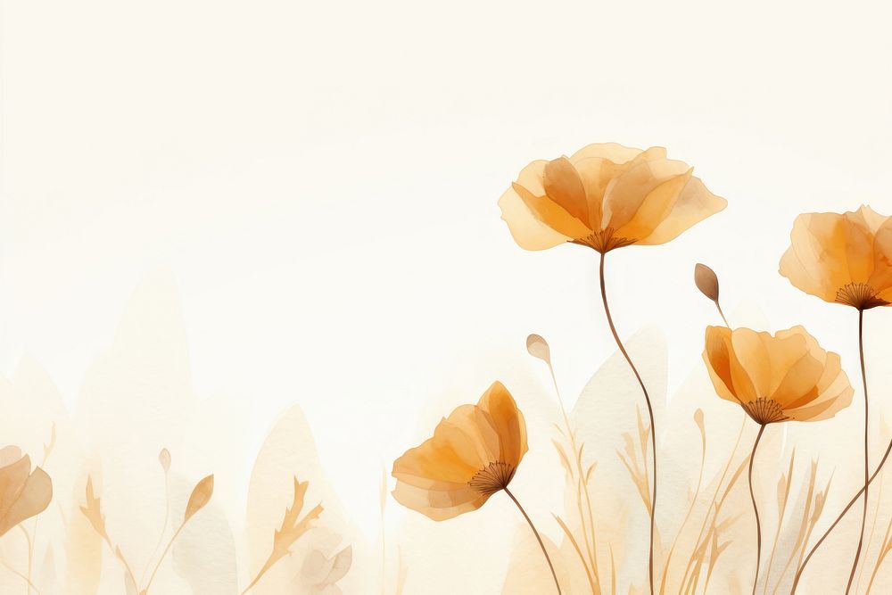 California Poppy watercolor minimal background backgrounds outdoors pattern.