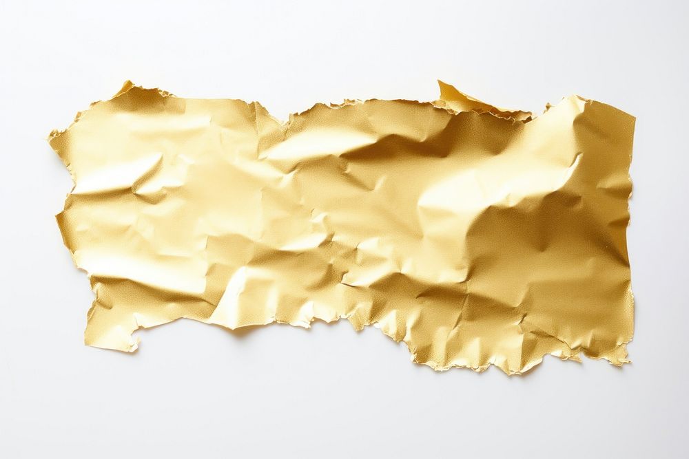 Gold foil paper backgrounds torn white background.