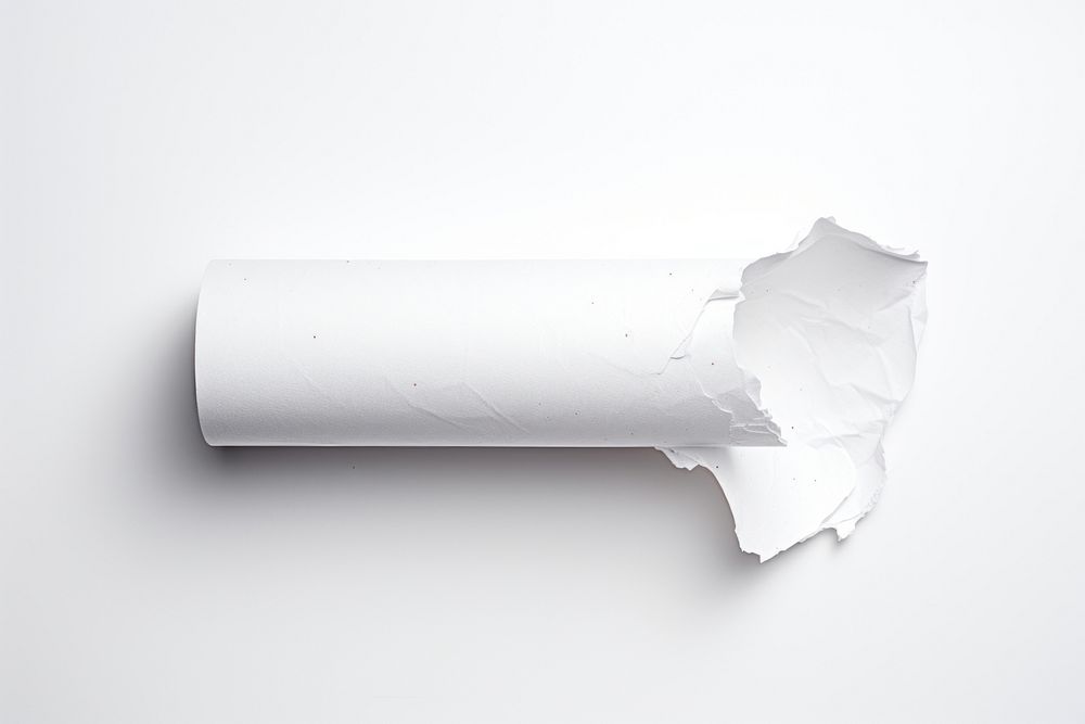 Rolled paper white white background crumpled.