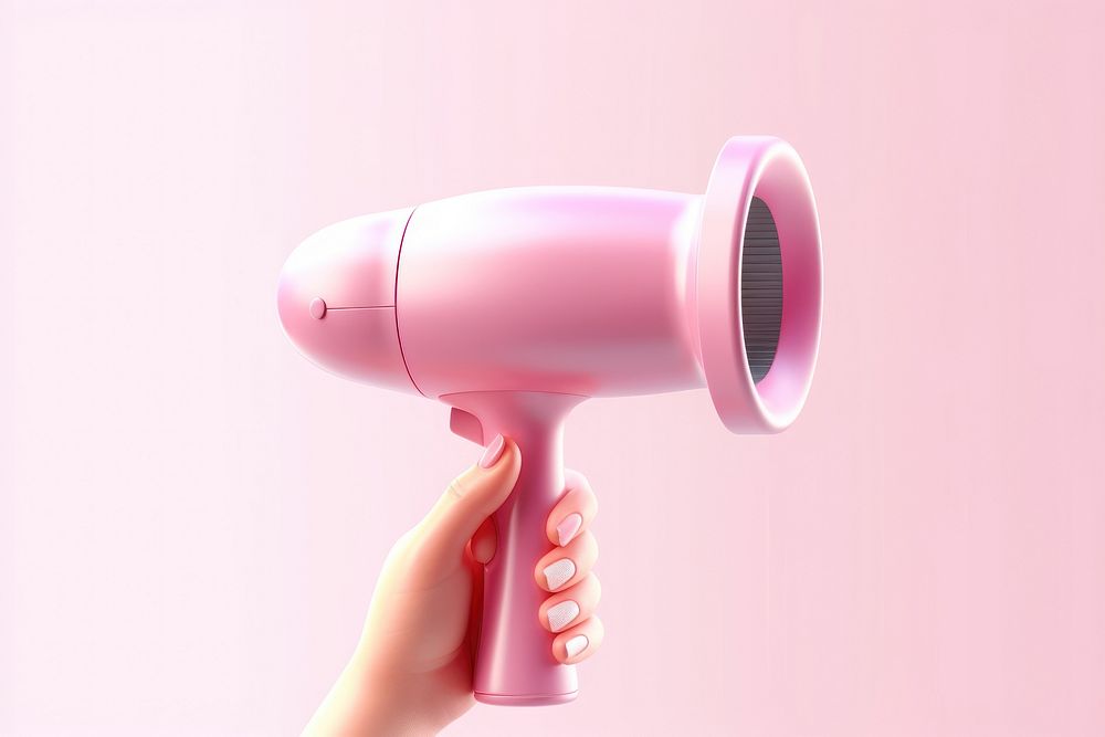 Hand holding a hair-dryer technology appliance purple.