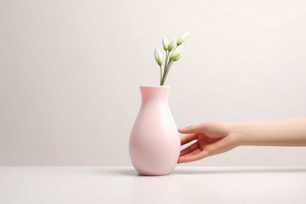 Hand holding a vase flower simplicity flowerpot.