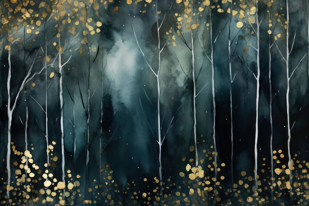 Dark forest watercolor background painting backgrounds outdoors.