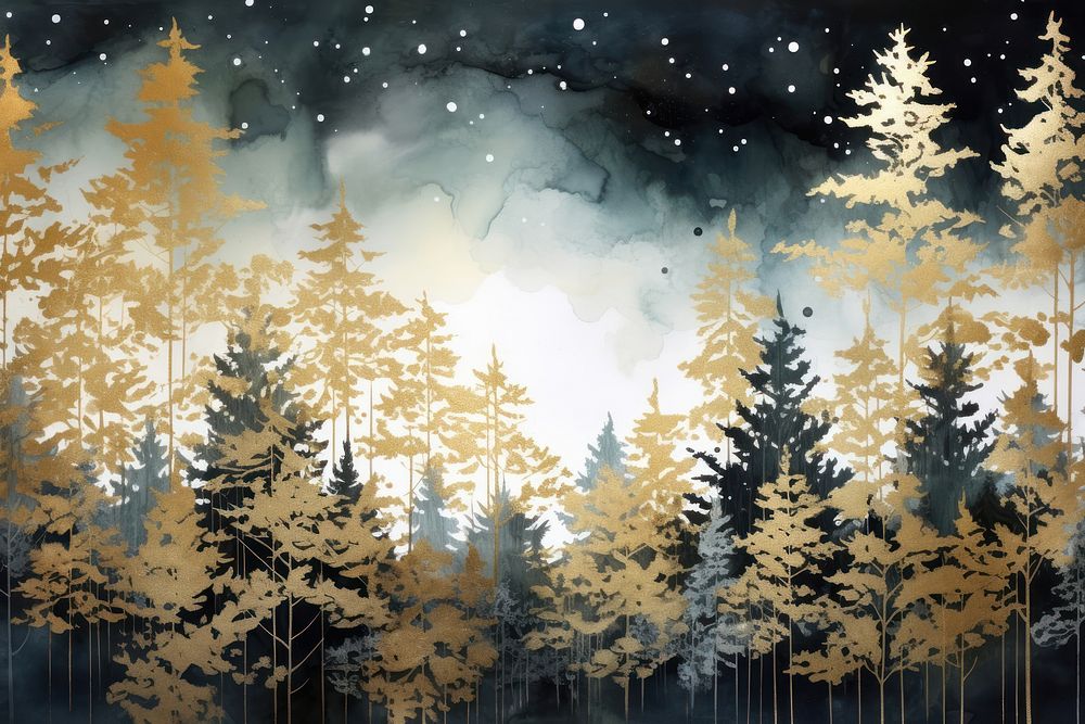 Dark forest watercolor background backgrounds outdoors painting.