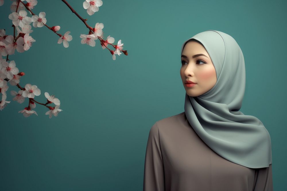 Hijab portrait fashion flower.