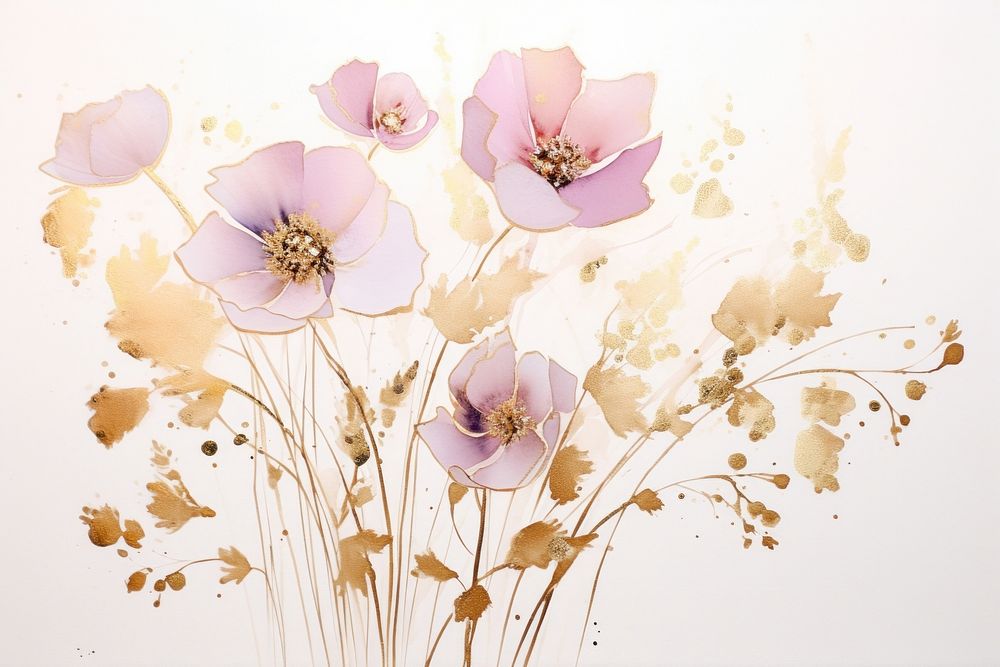 Dried flower watercolor background painting blossom plant.