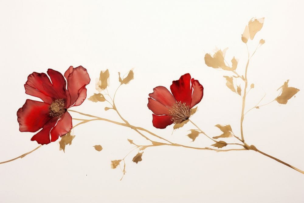 Dried red flower watercolor background painting plant petal.