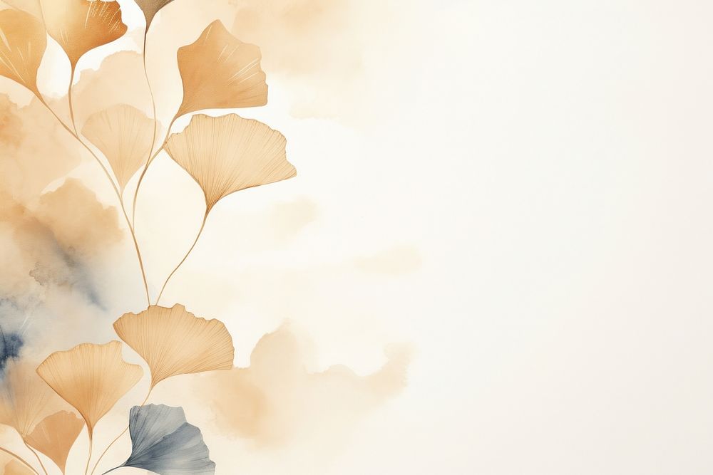 Golden Ginkgo leaf watercolor minimal background backgrounds pattern autumn.