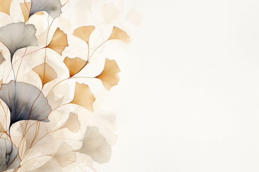 Golden Ginkgo leaf watercolor minimal background backgrounds pattern petal.