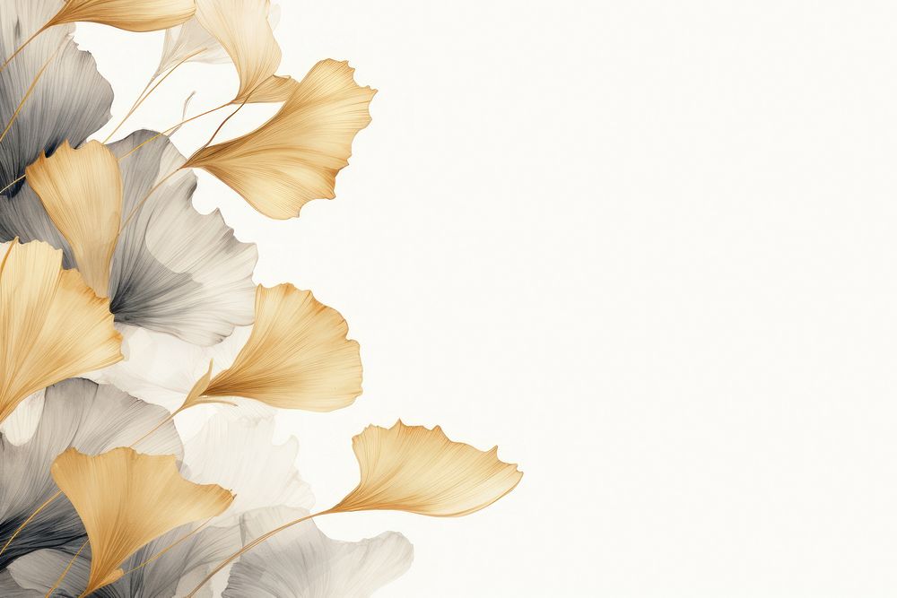 Golden Ginkgo leaf watercolor minimal background backgrounds pattern flower.