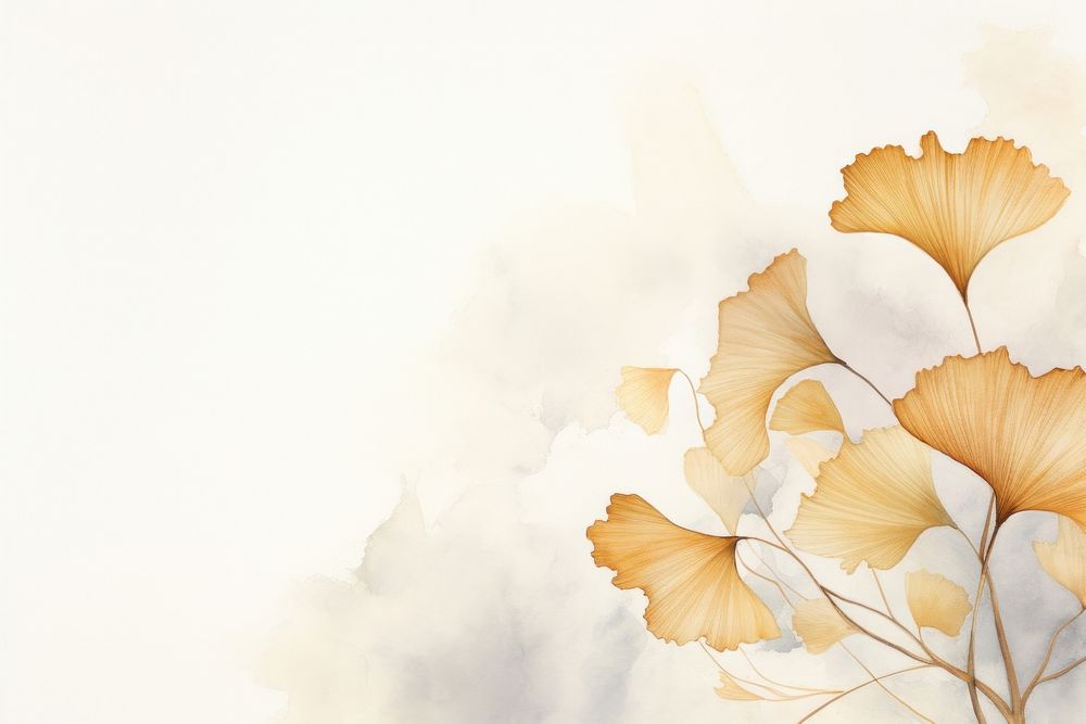 Golden Ginkgo leaf watercolor minimal background backgrounds pattern plant.