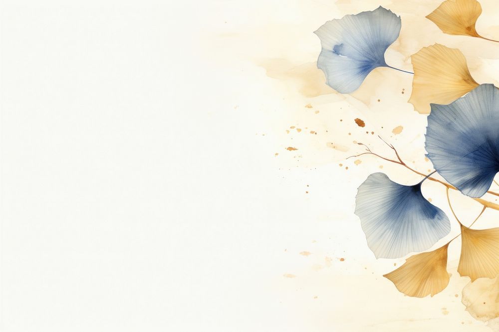 Golden Ginkgo leaf watercolor minimal background backgrounds painting pattern.