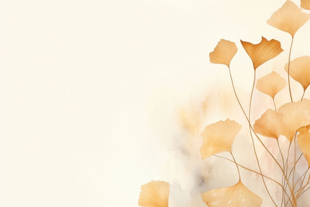 Golden Ginkgo leaf watercolor minimal background backgrounds autumn plant.