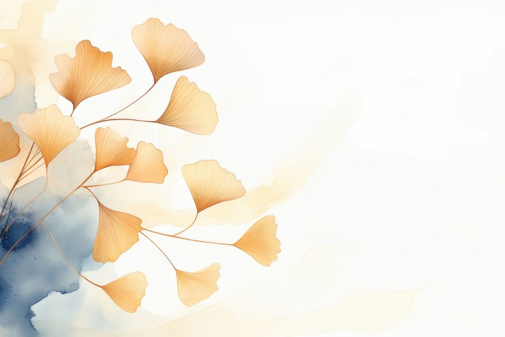 Golden Ginkgo leaf watercolor minimal background backgrounds pattern plant.