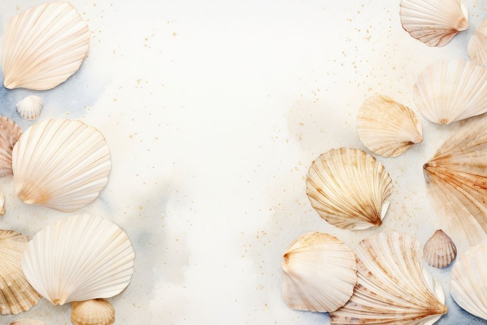 Seashells watercolor minimal background seashell backgrounds clam.