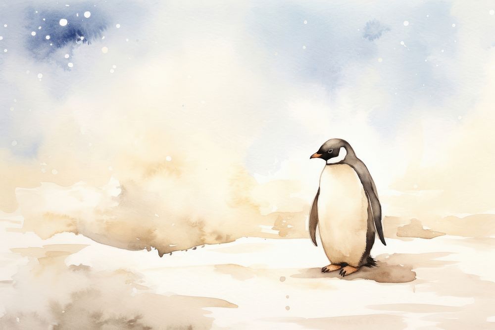 Penguin watercolor minimal background penguin animal bird.