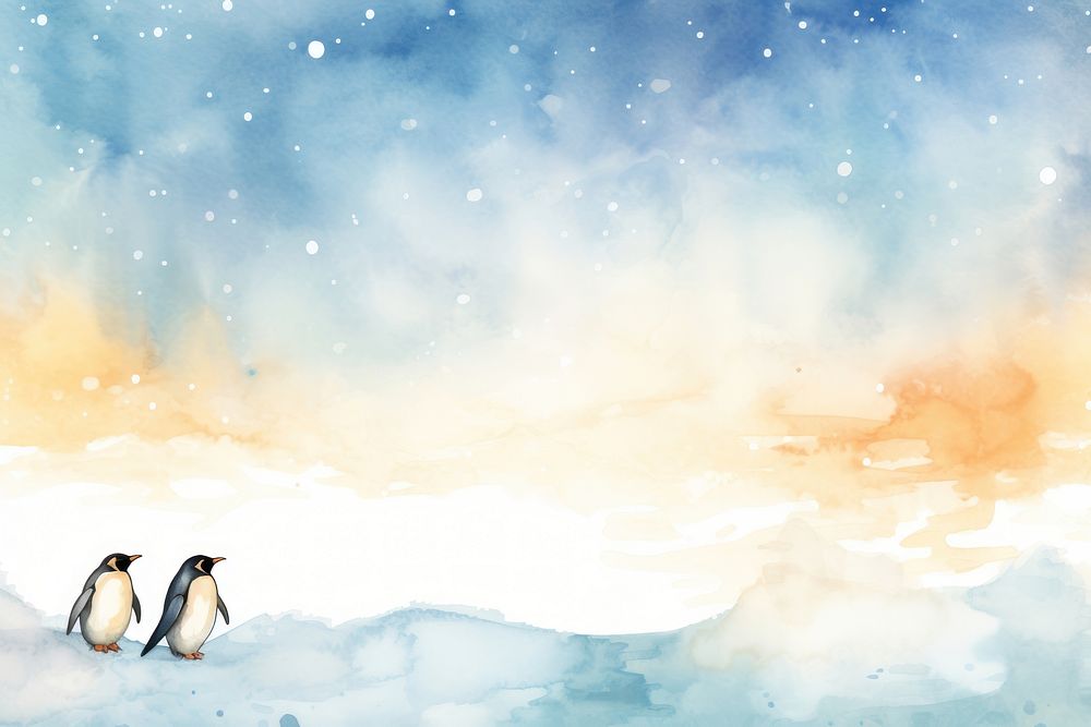 Penguin watercolor minimal background penguin outdoors bird.