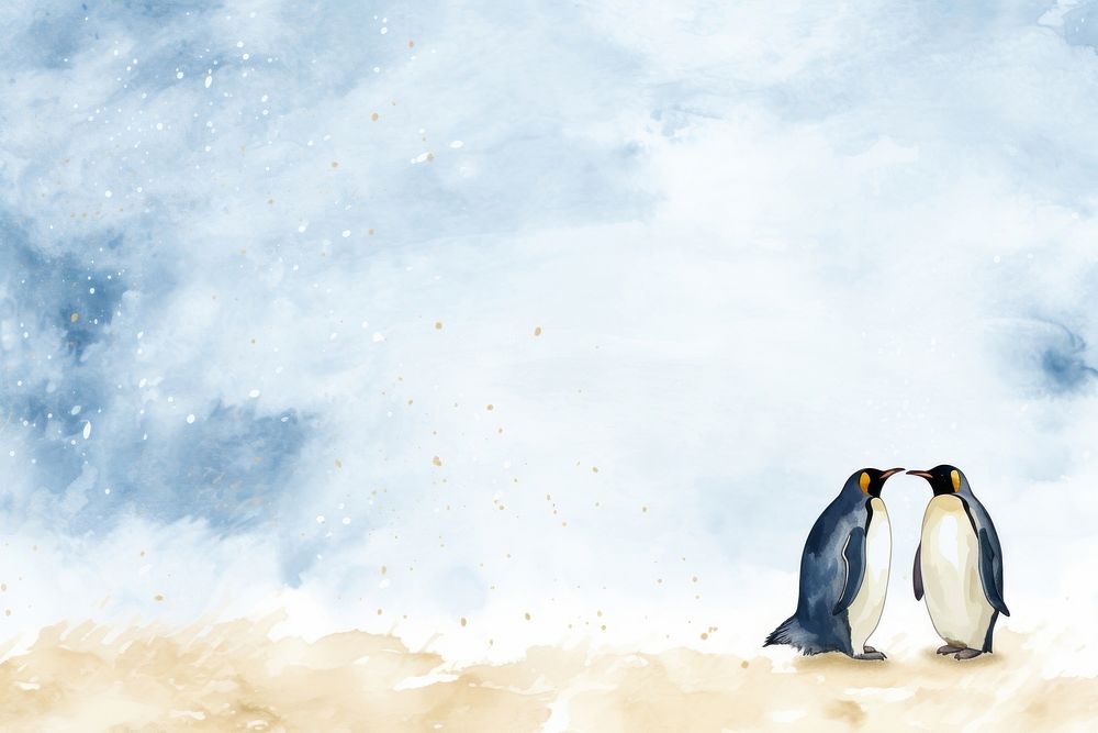 Penguin watercolor minimal background penguin animal bird.