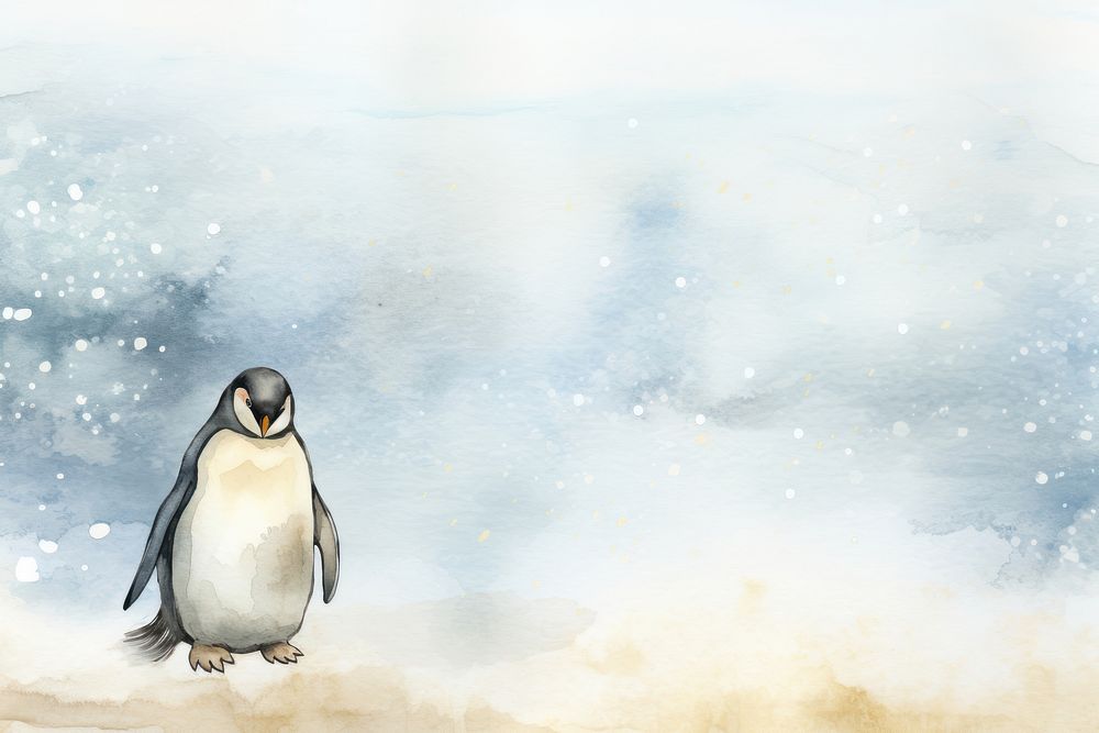 Penguin watercolor minimal background penguin animal bird.