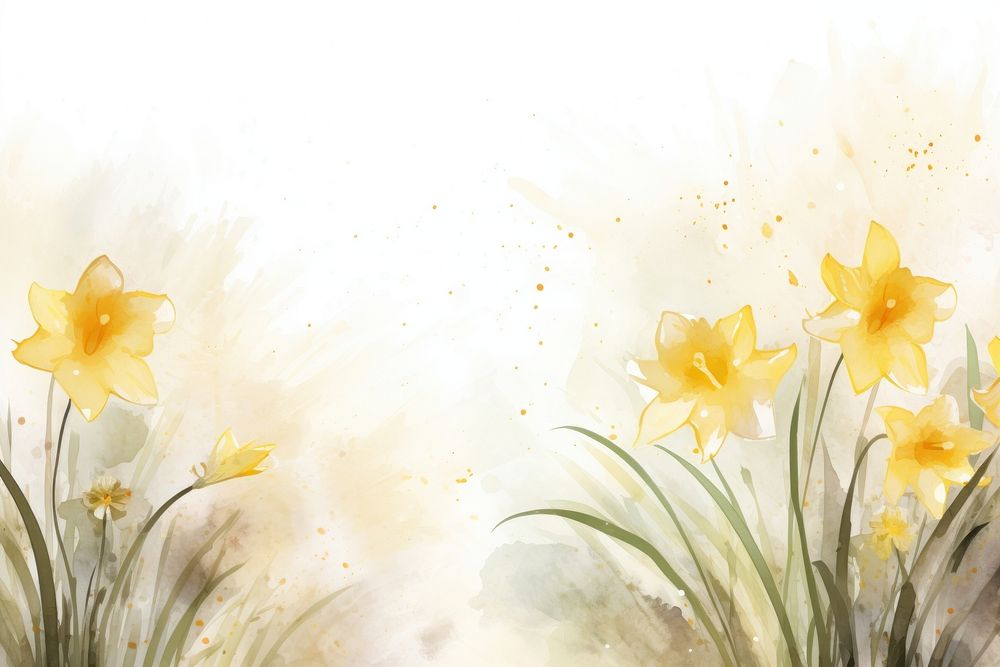 Daffodil watercolor minimal background daffodil painting flower.