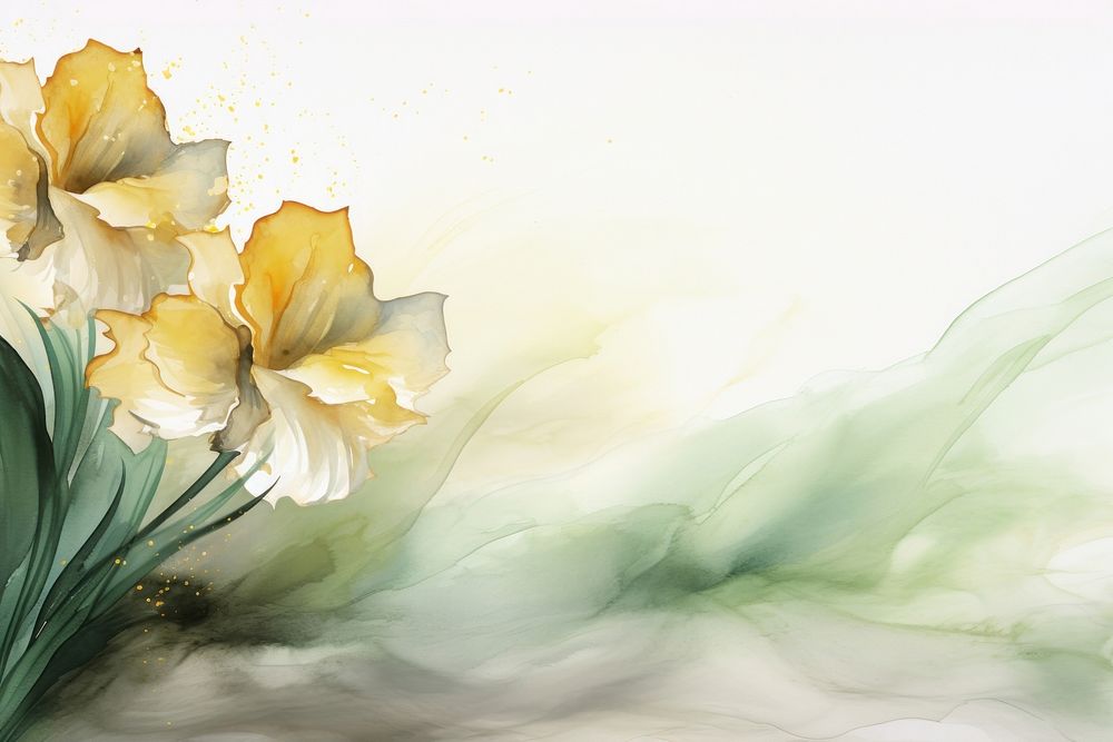 Daffodil watercolor minimal background painting daffodil flower.