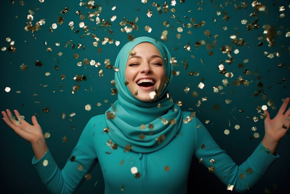Hijab laughing portrait adult.