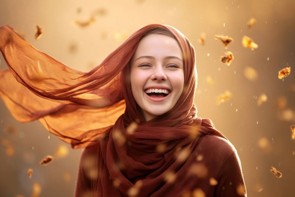Hijab laughing smile scarf.