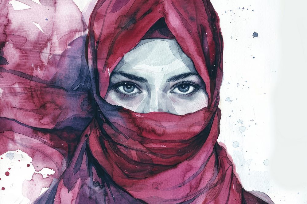 Hijab painting portrait hijab.