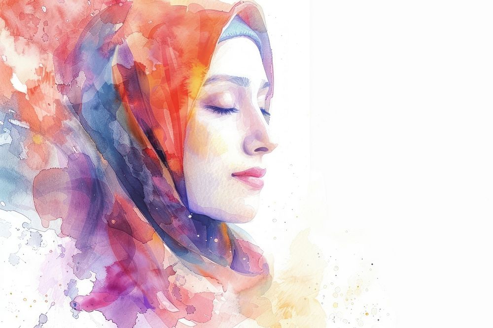 Hijab portrait painting art.