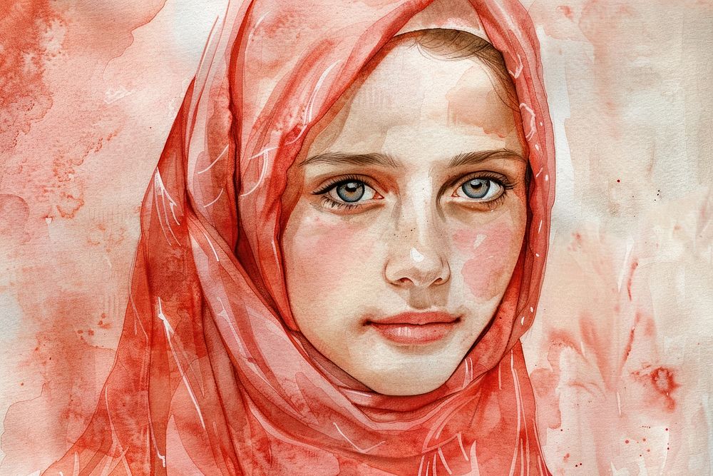 Hijab painting portrait adult.