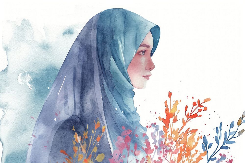 Hijab painting portrait adult.