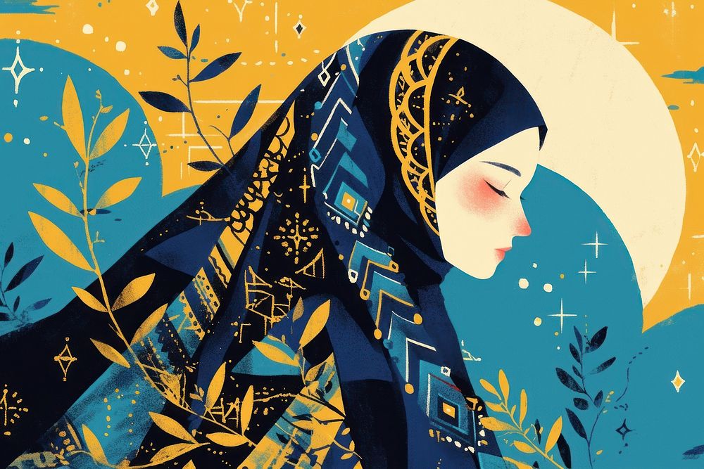 Hijab painting pattern adult.