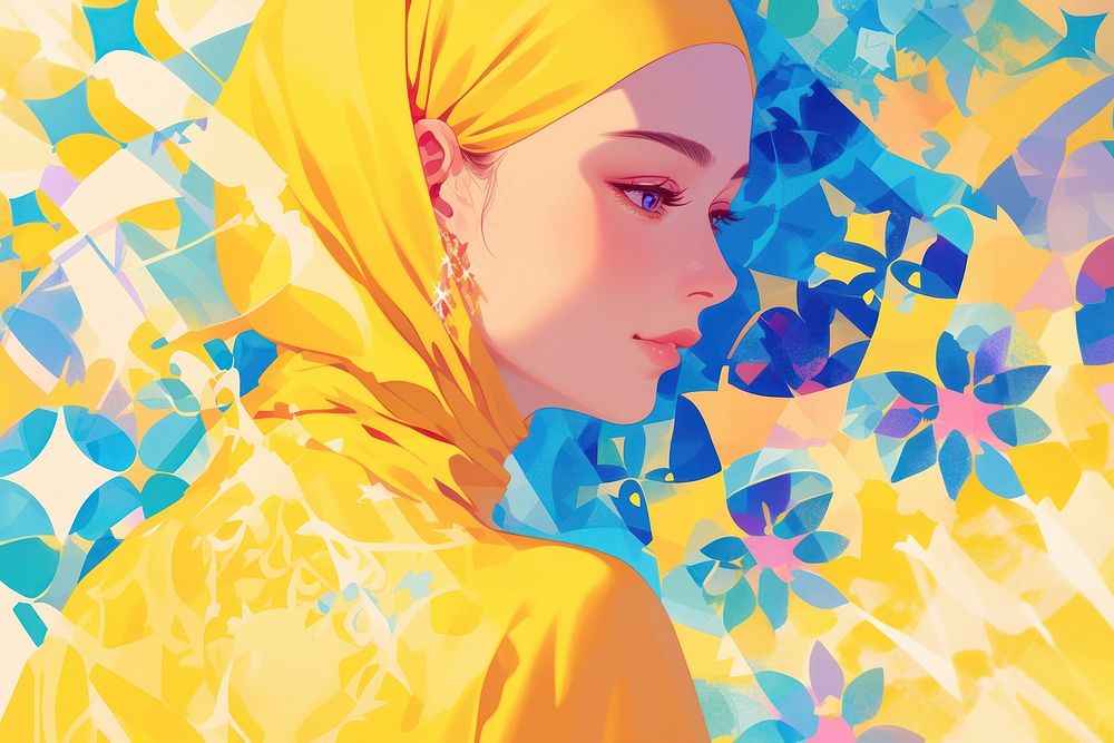 Hijab portrait painting pattern.
