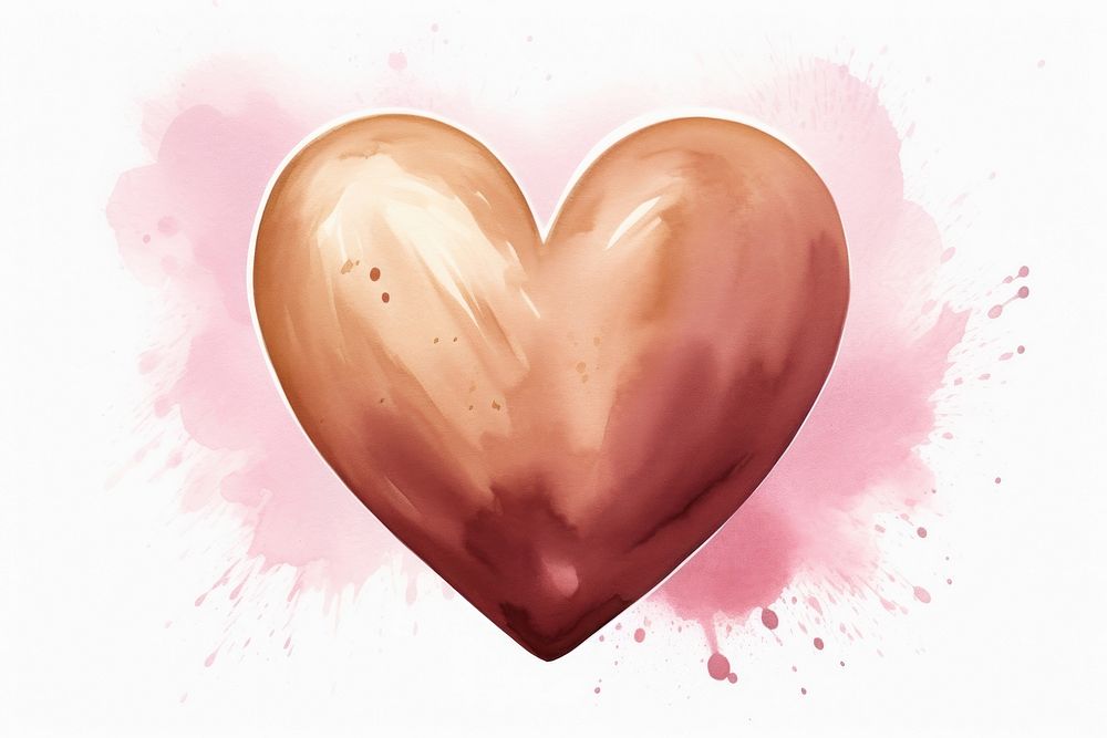 Chocolate biscuit heart shape watercolor minimal background pink white background creativity.