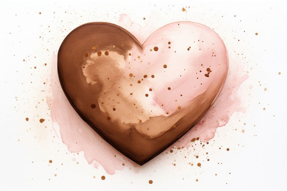 Chocolate biscuit heart shape watercolor minimal background pink white background freshness.