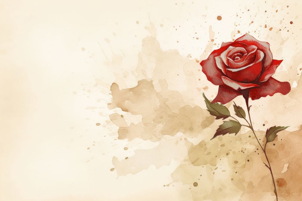 Red rose watercolor minimal background backgrounds painting flower.