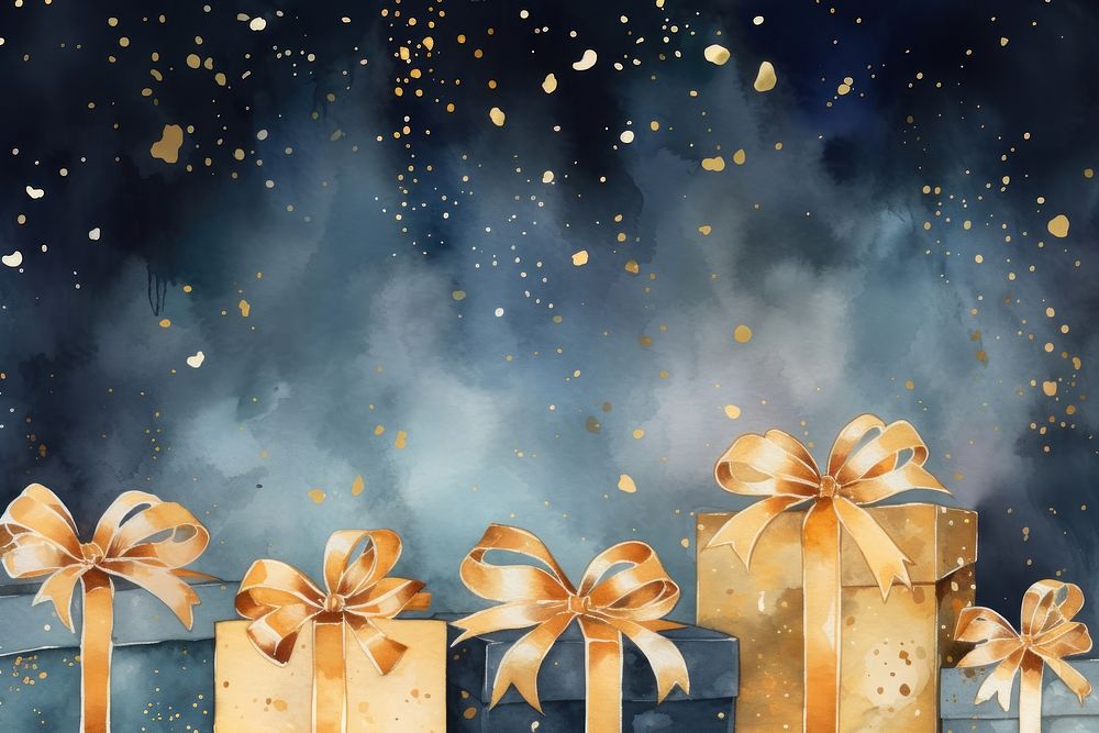 Gifts watercolor background backgrounds outdoors illuminated.