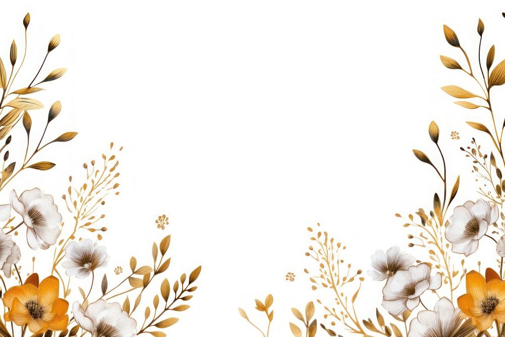 Wild flower border frame backgrounds pattern white.